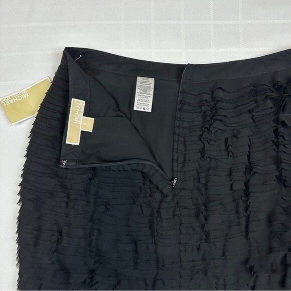 NWT Michael Kors Black Tiered Ruffle Raw Edge Lined Mini Skirt Size 2 - Picture 7 of 11
